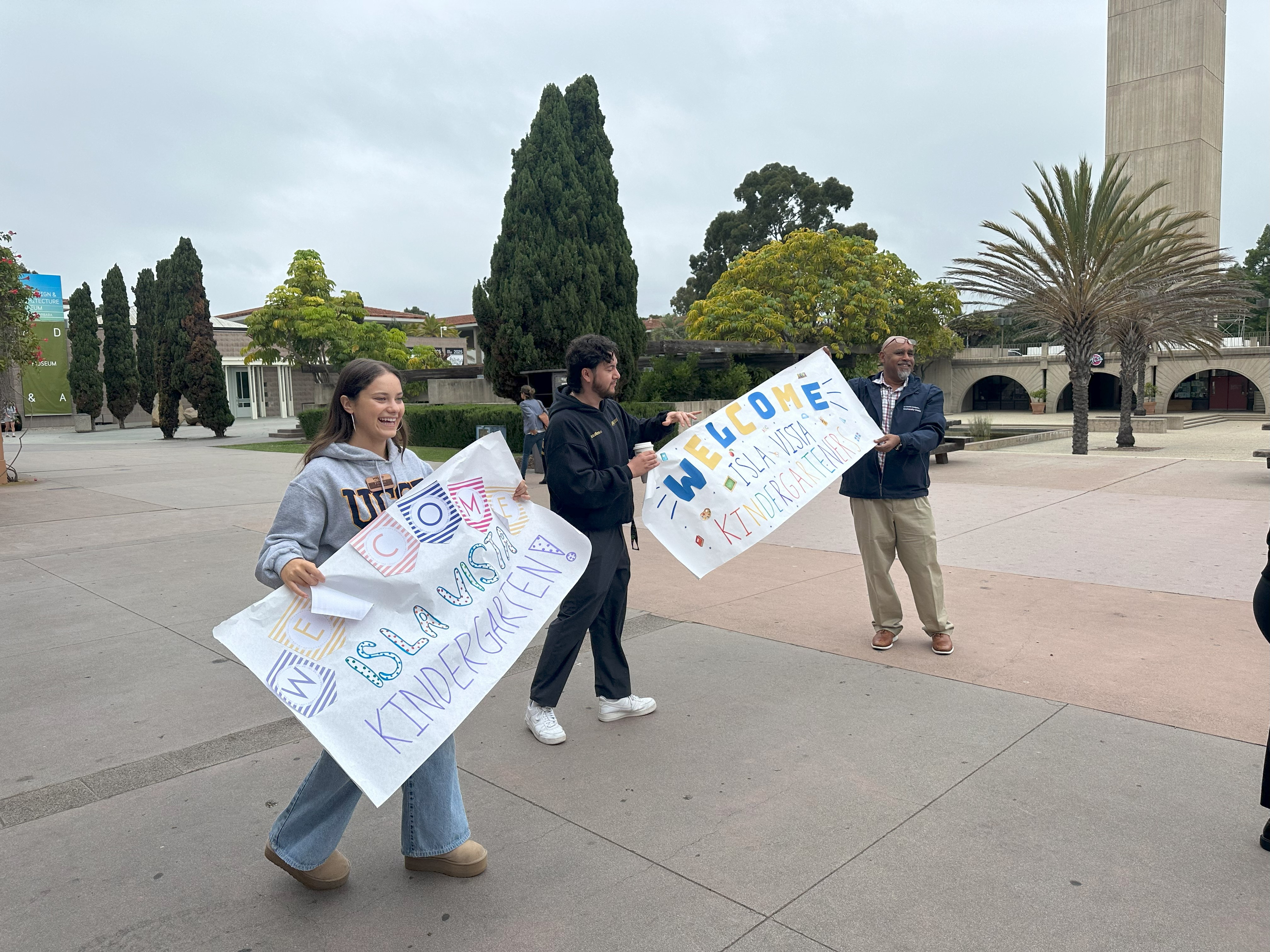 Staff welcoming elementary school guests