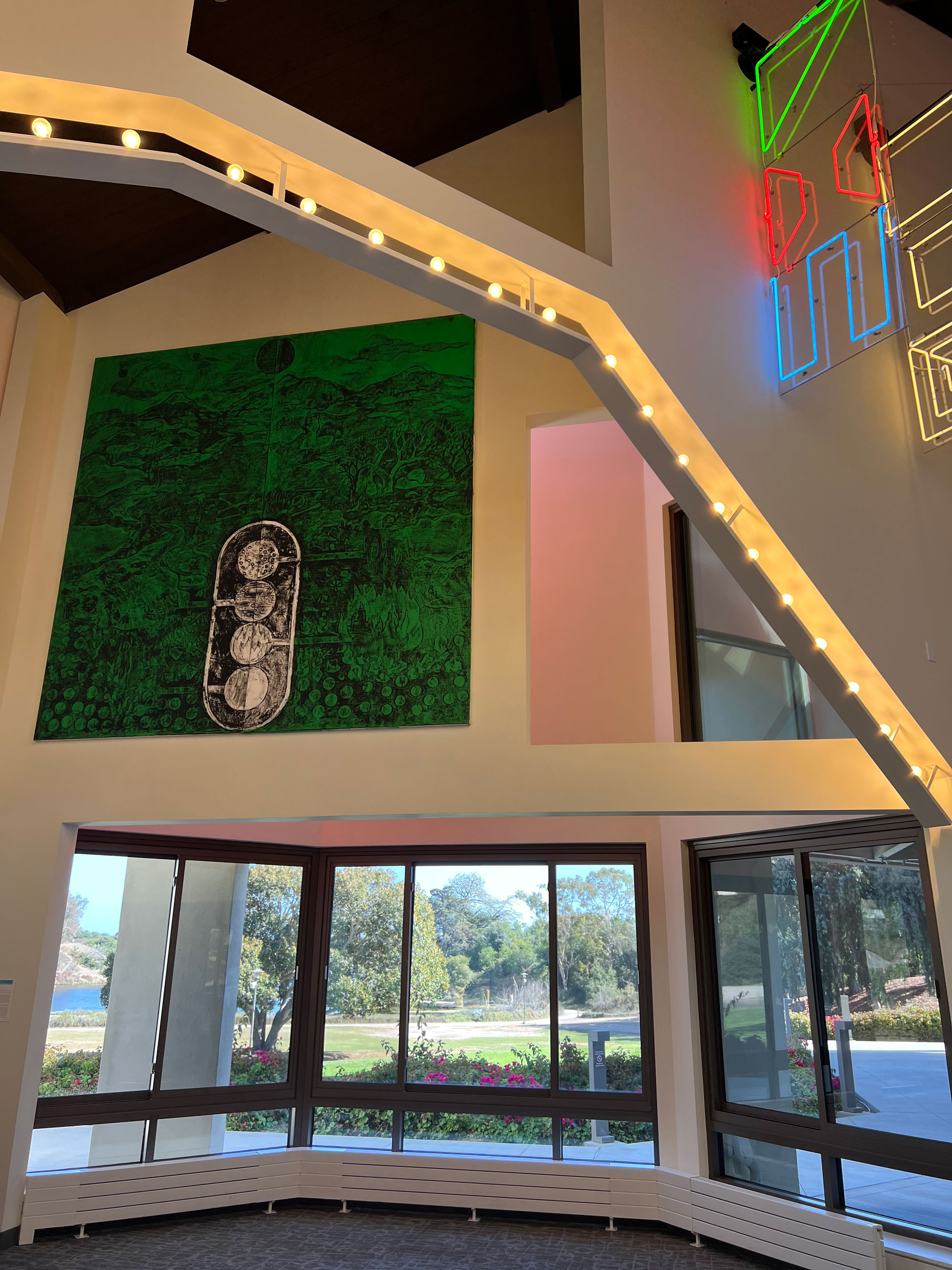 Large artwork installed in the club dining room by American contemporary artist Matt Mullican
