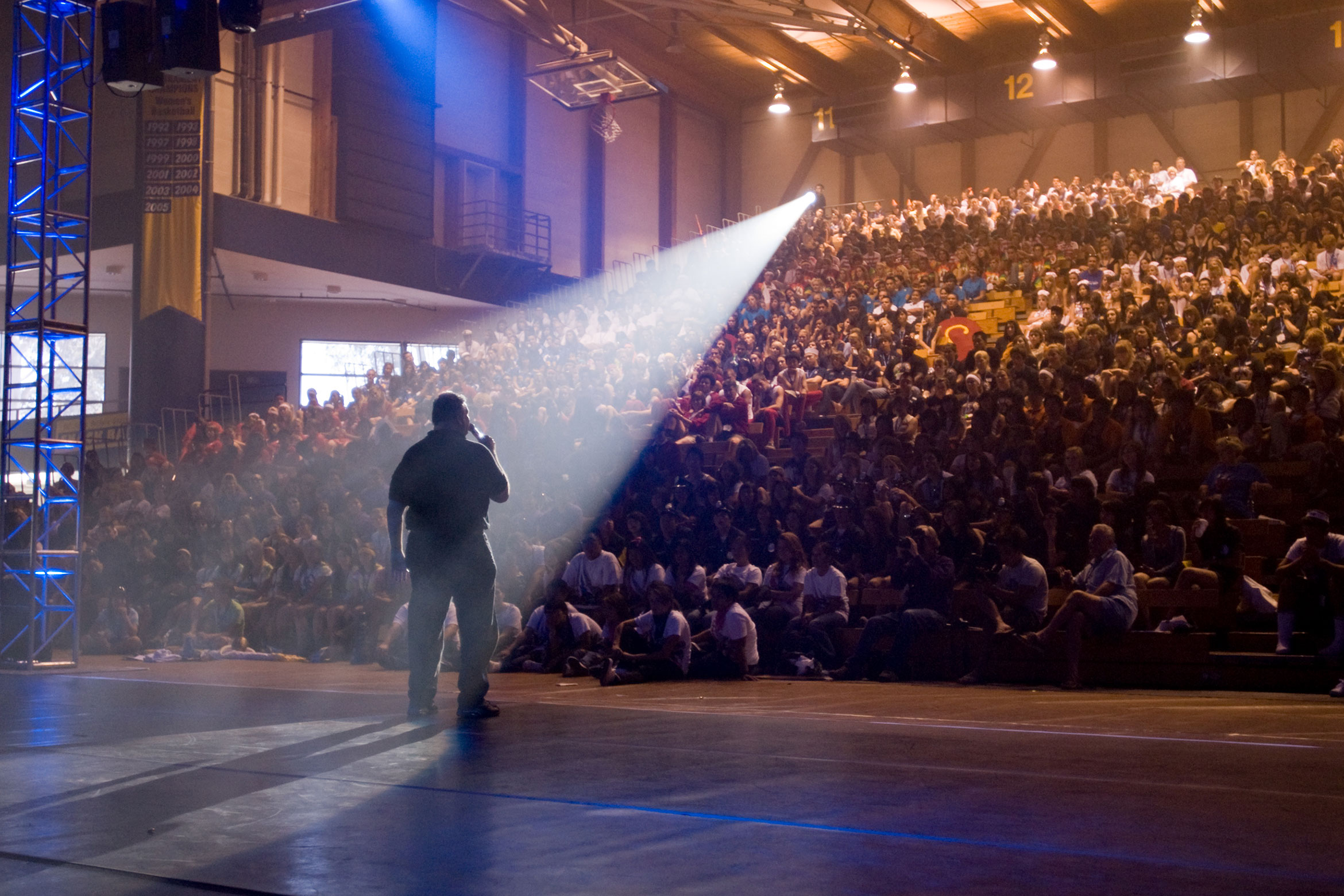 Conference held at UCSB at the ECen, with the host is on the stage.