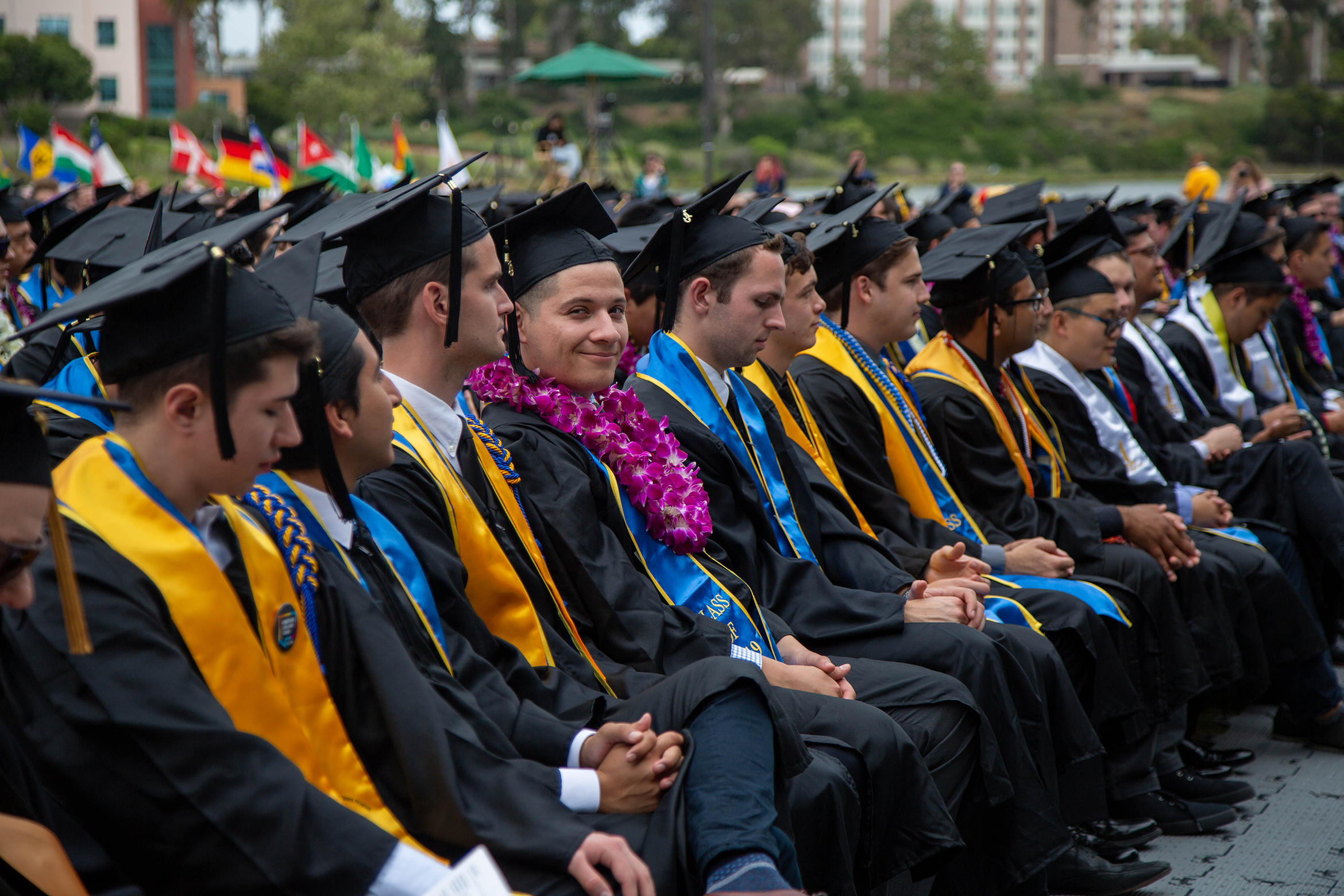 ucsb student at commencement in cap and stole 