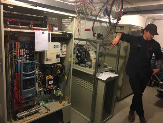 Elevator mechanical room after flood maintenance