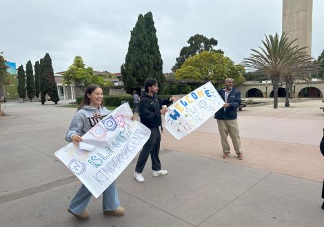 Staff welcoming elementary school guests