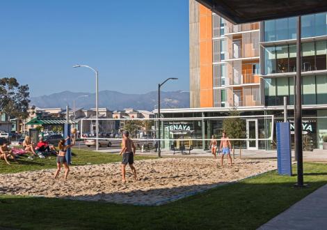 students playing volleyball
