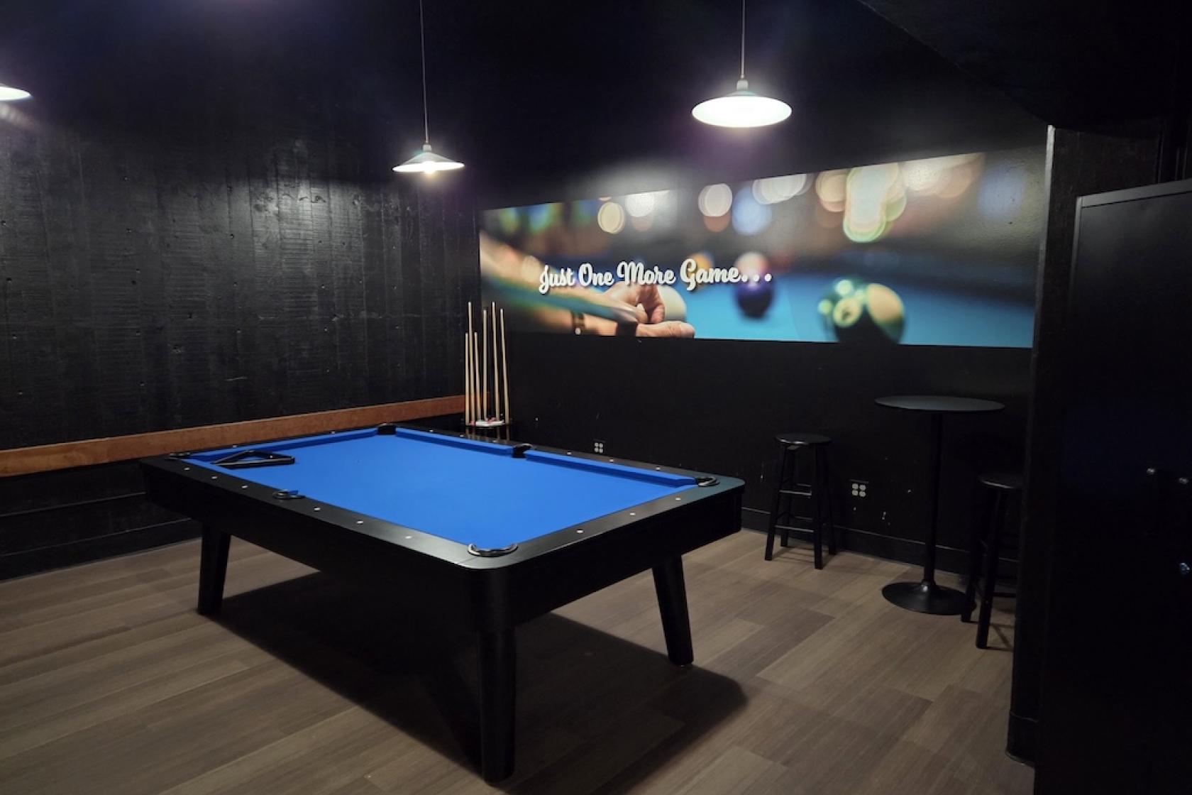 Pool table in dark room
