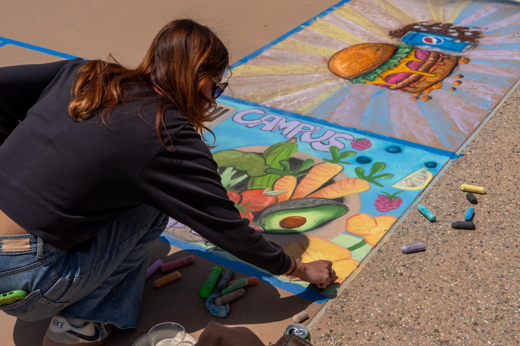 Chalk artist drawing