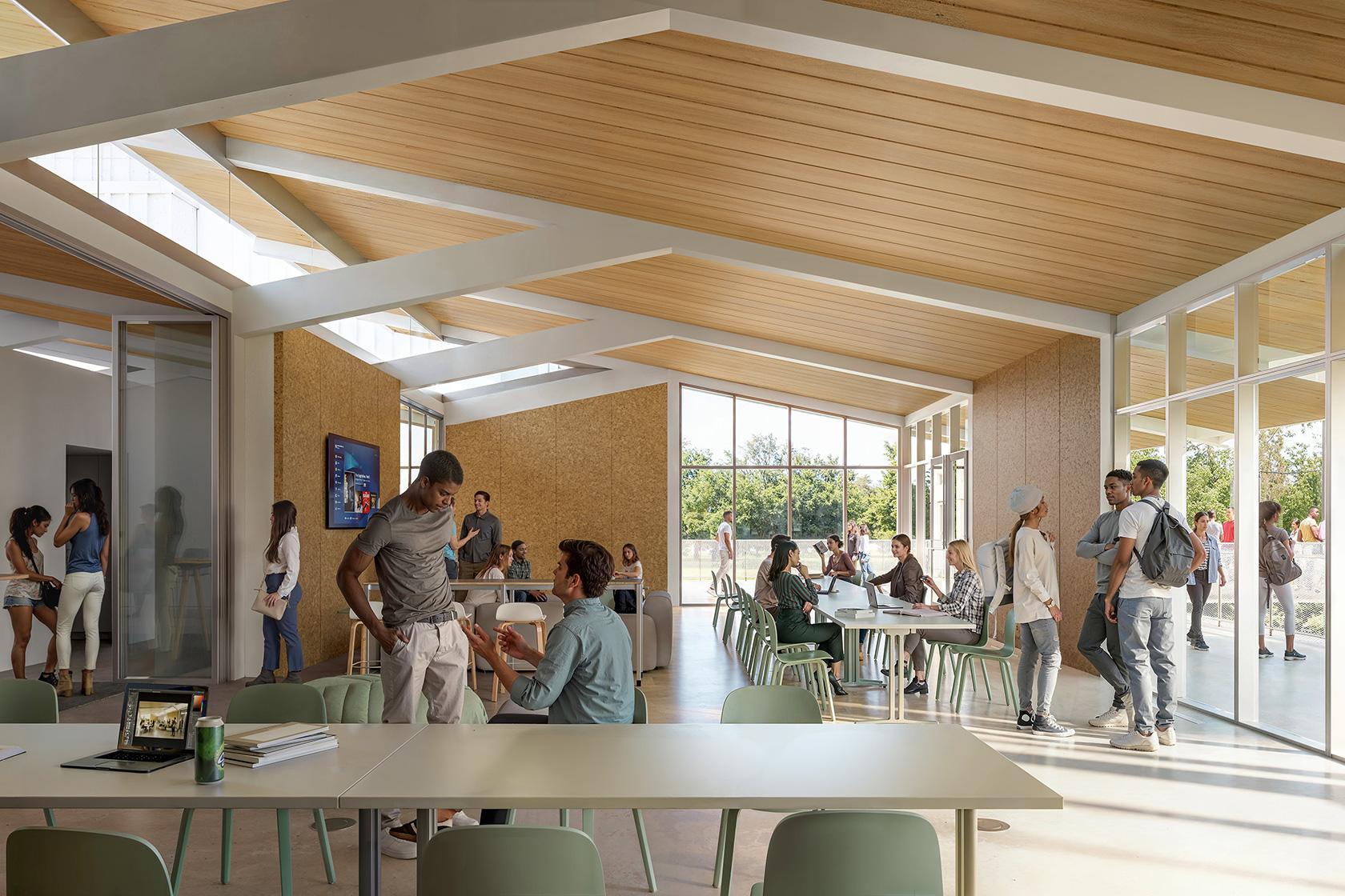 Students gathered in a student center