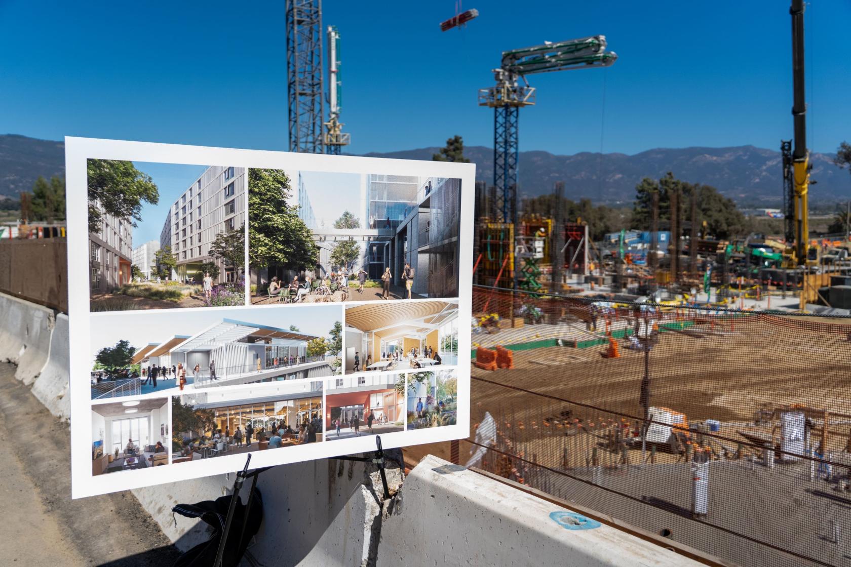 Renderings next to construction site